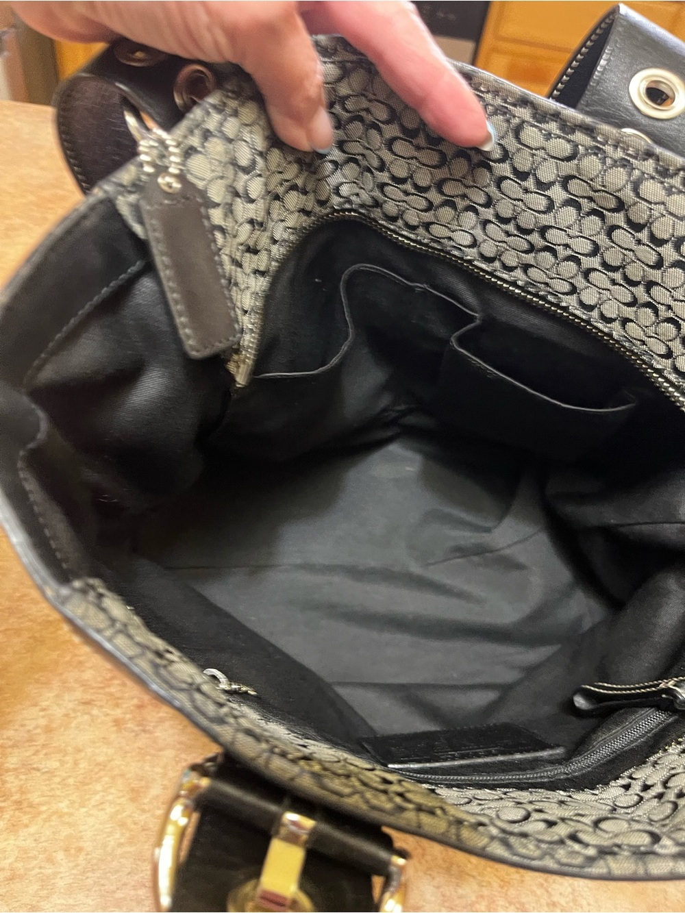 Coach  Black and Gray Signature Tote with Matching Wallet - Picture 10 of 16